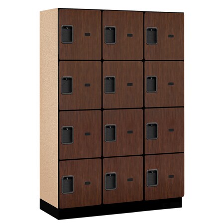 Salsbury Industries 4 Tier Designer Locker, 54"Wx76"Hx18"D, 12 Door, Mahogany 18-24368MAH